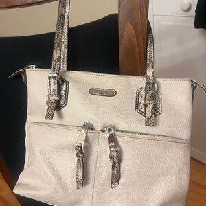 Dana Buchman Cream Shoulder Bag with Silver Accents
